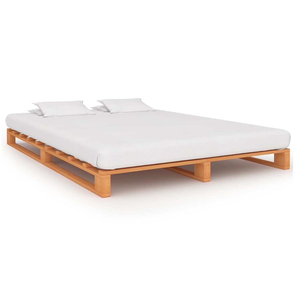 Pallsäng utan madrass brun 200x200 cm massiv furu
