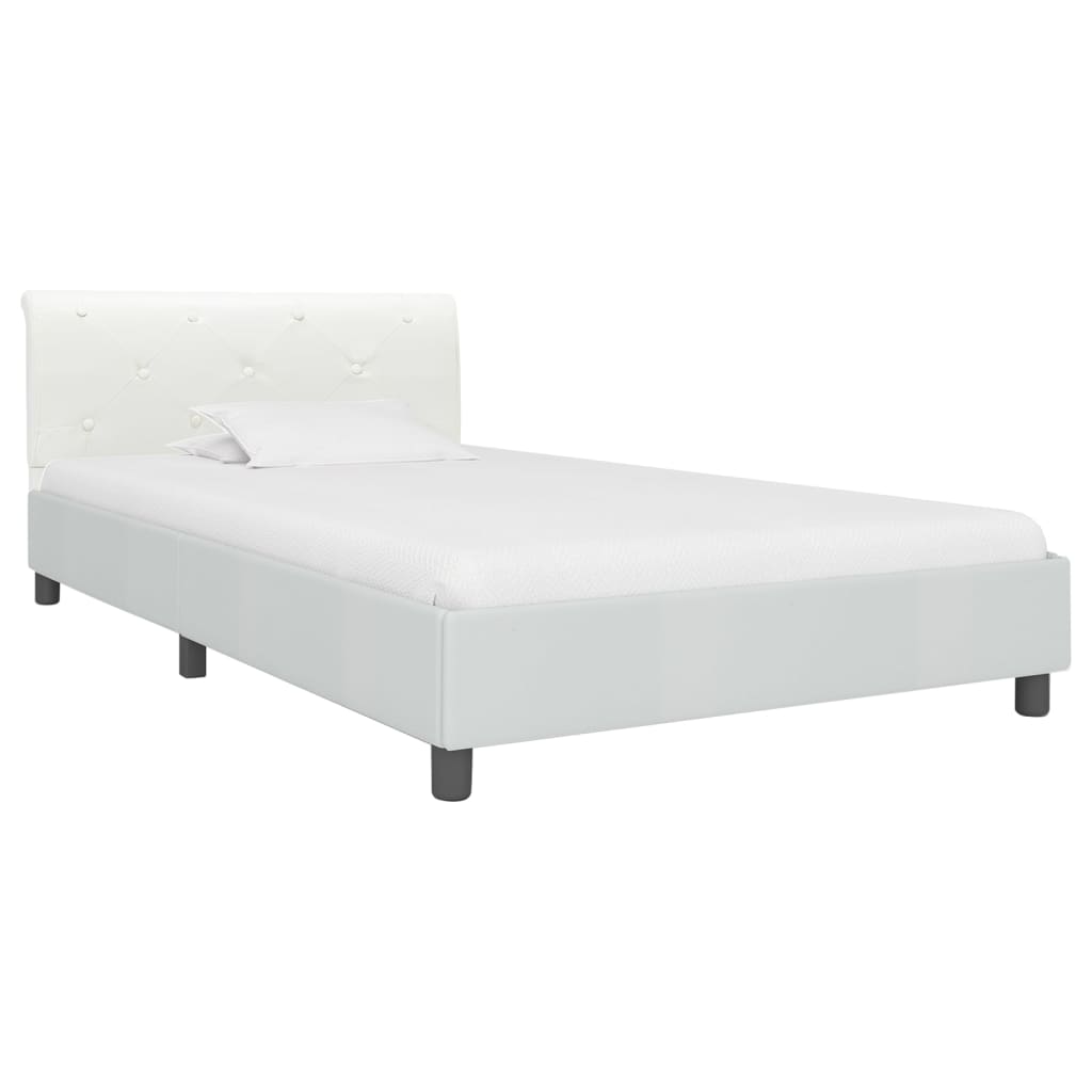 Sängram utan madrass vit konstläder 90x200 cm