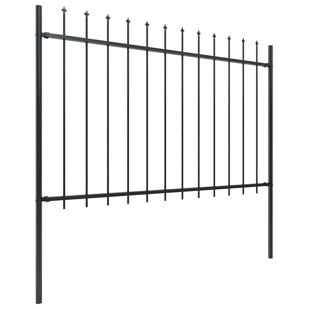 Trädgårdsstaket med spjutspets stål 1339x120 cm svart