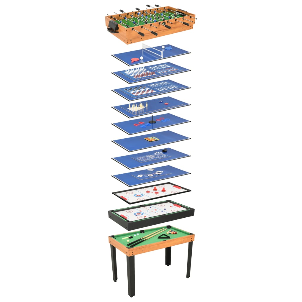 Multi-spelbord 15-i-1 121x61x82 cm lönn