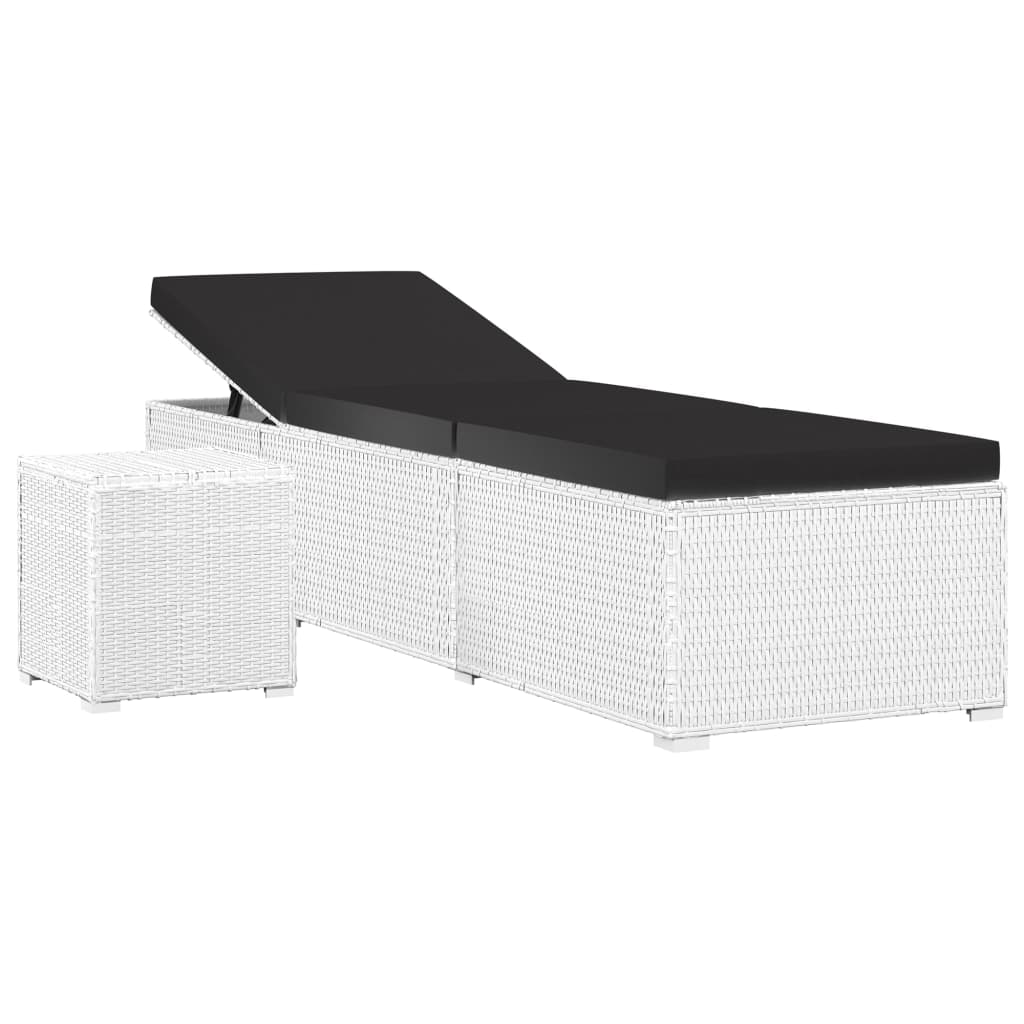 Solsäng med dyna & bord konstrotting vit