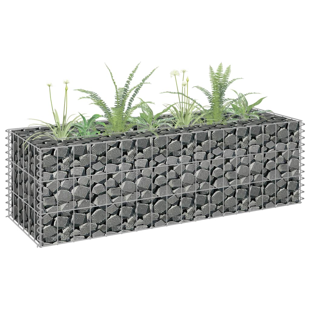 Planteringsgabion upphöjd galvaniserat stål 90x30x30 cm