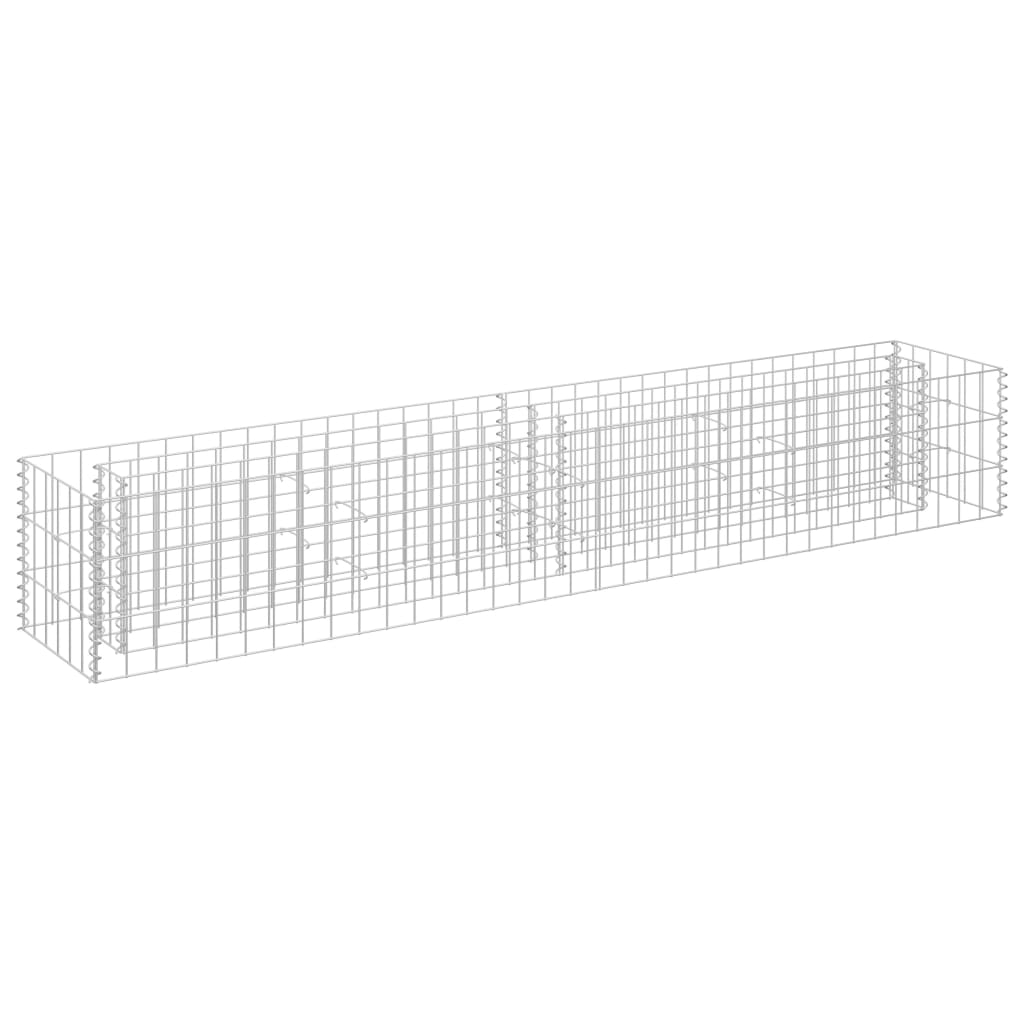 Planteringsgabion upphöjd galvaniserat stål 180x30x30 cm