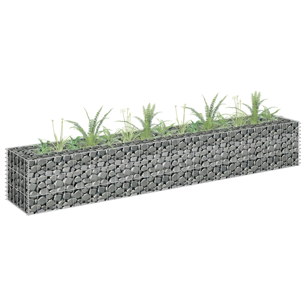 Planteringsgabion upphöjd galvaniserat stål 180x30x30 cm