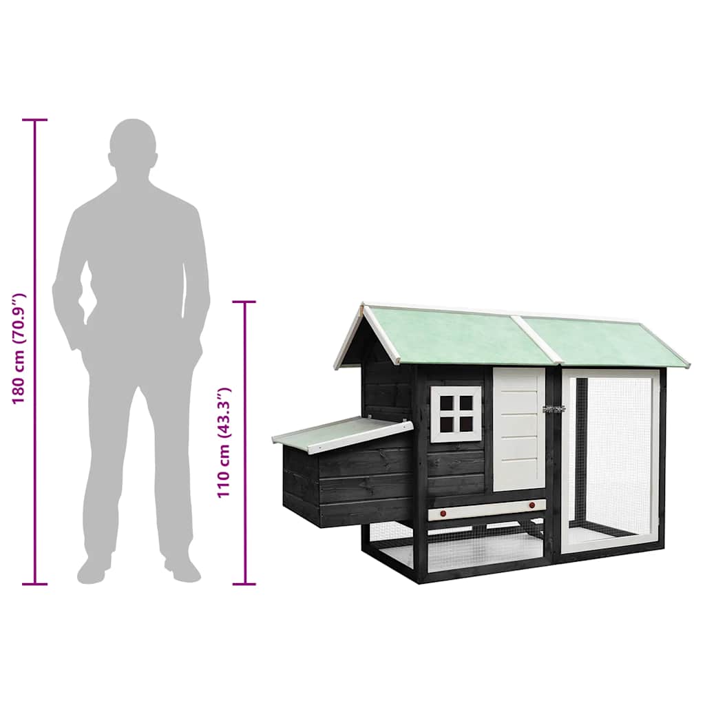 Hönshus grå 170x81x110 cm massiv furu & granträ