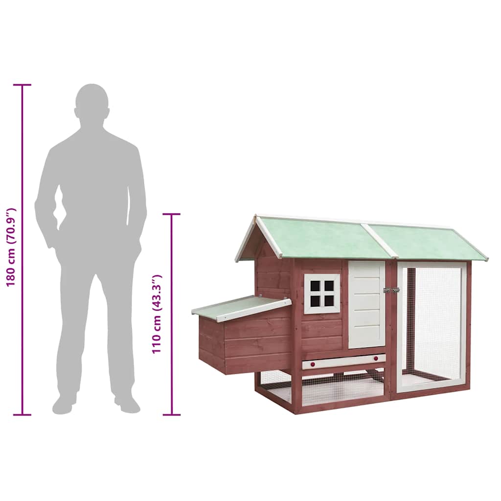 Hönshus mocka 170x81x110 cm massiv furu & granträ