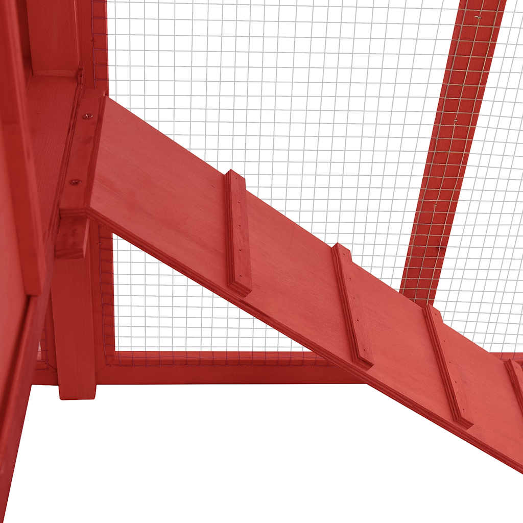 Hönsbur med värprede röd och vit massivt granträ