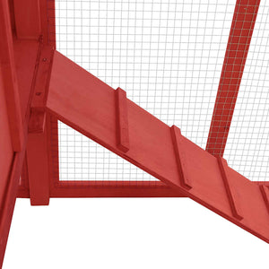 Hönsbur med värprede röd och vit massivt granträ