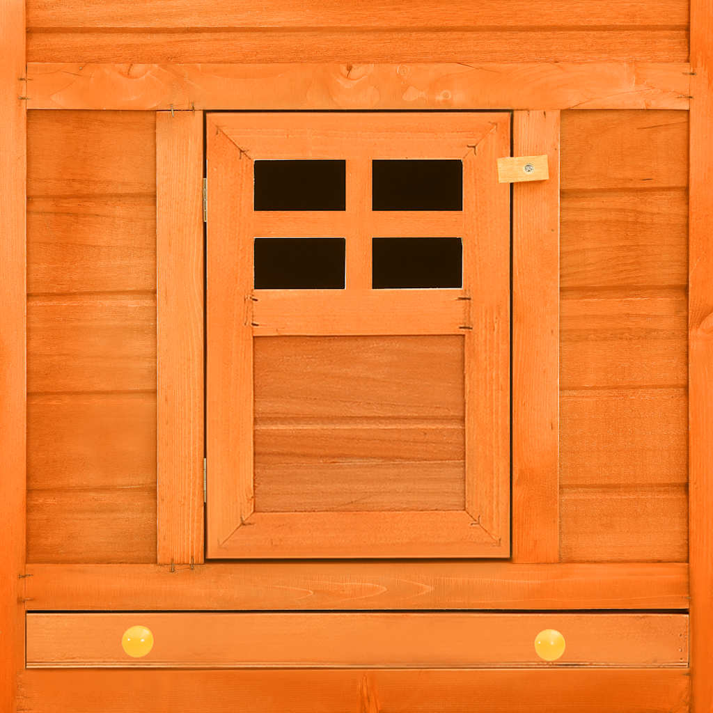 Utebur med inhägnad brun massivt granträ