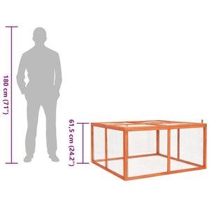 Kaninbur 124x120x60 cm massivt granträ