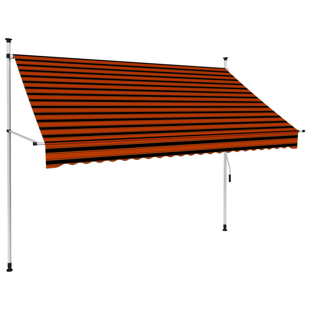 Markis manuellt infällbar 250 cm orange och brun