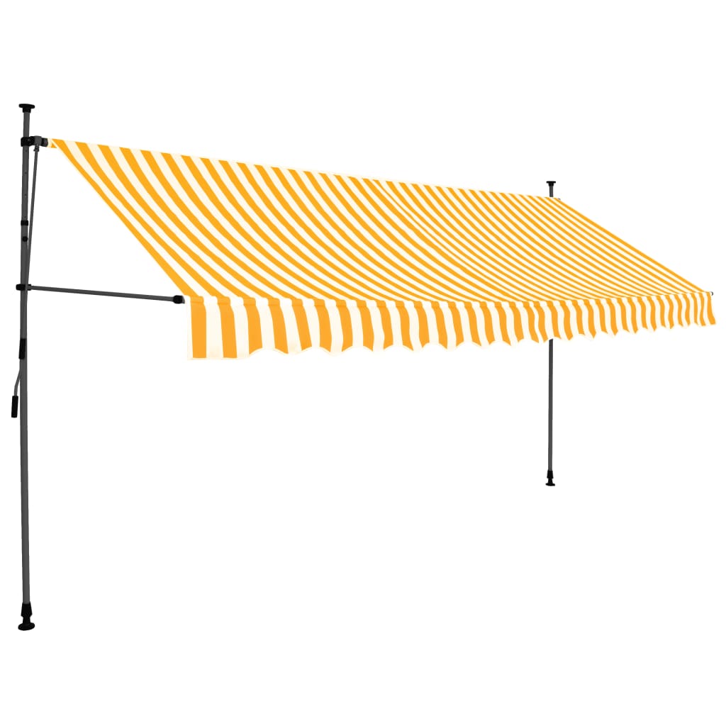 Markis manuellt infällbar med LED 350 cm vit och orange