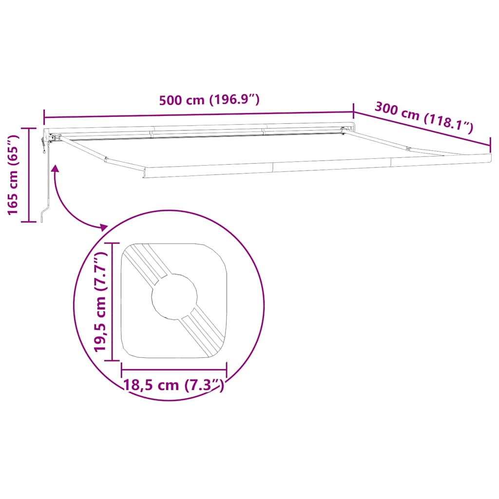 Markisram Vit 500 × 300 cm Aluminium