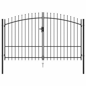 Dubbelgrind med spetsig topp stål 3x1,75 m svart