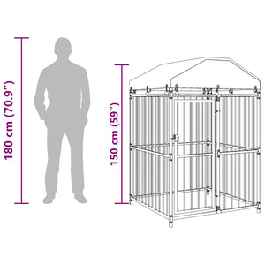 Hundgård för utomhusbruk med tak 120x120x150 cm