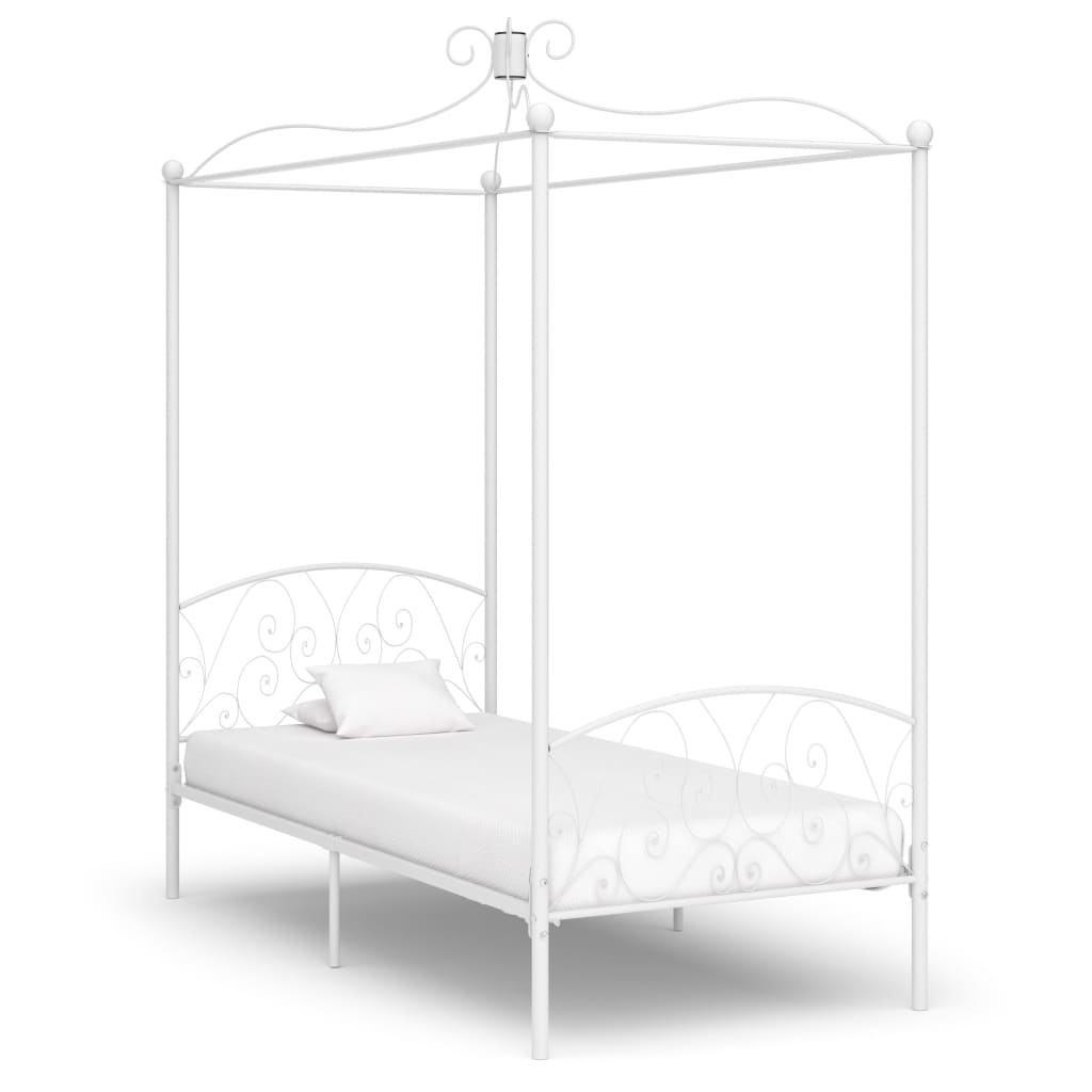 Sänghimmel utan madrass vit metall 90x200 cm