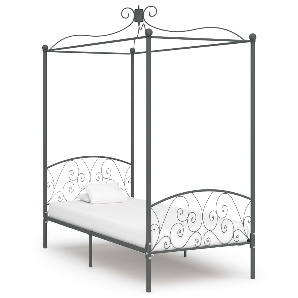 Sänghimmel utan madrass grå metall 100x200 cm