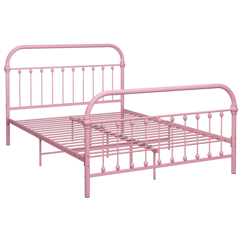 Sängram utan madrass rosa metall 140x200 cm