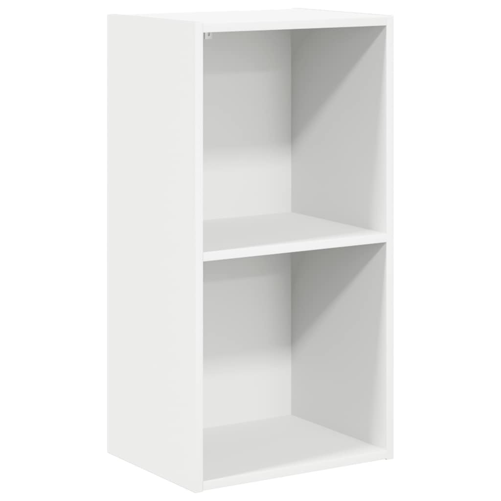 Bokhylla med 2 hyllor vit 40x30x76,5 cm konstruerat trä
