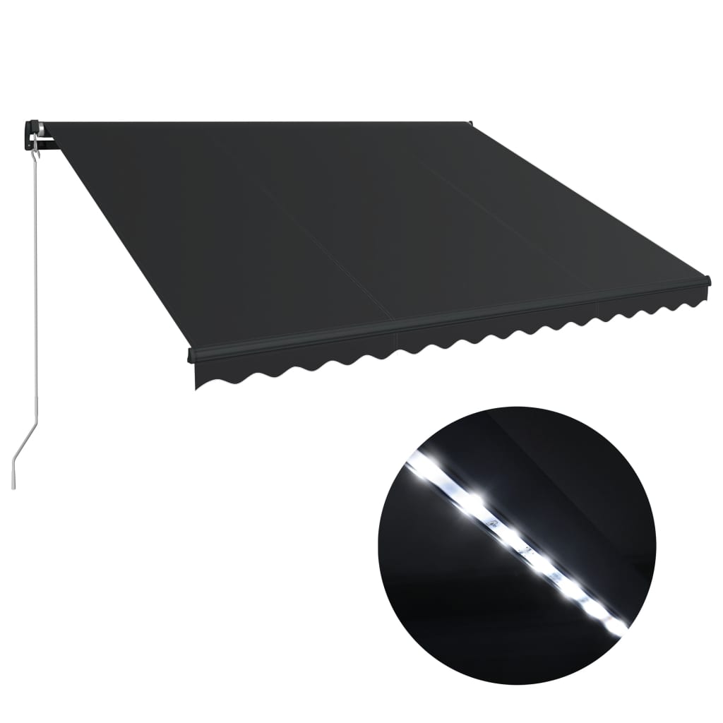 Markis manuellt infällbar med LED 450x300 cm antracit