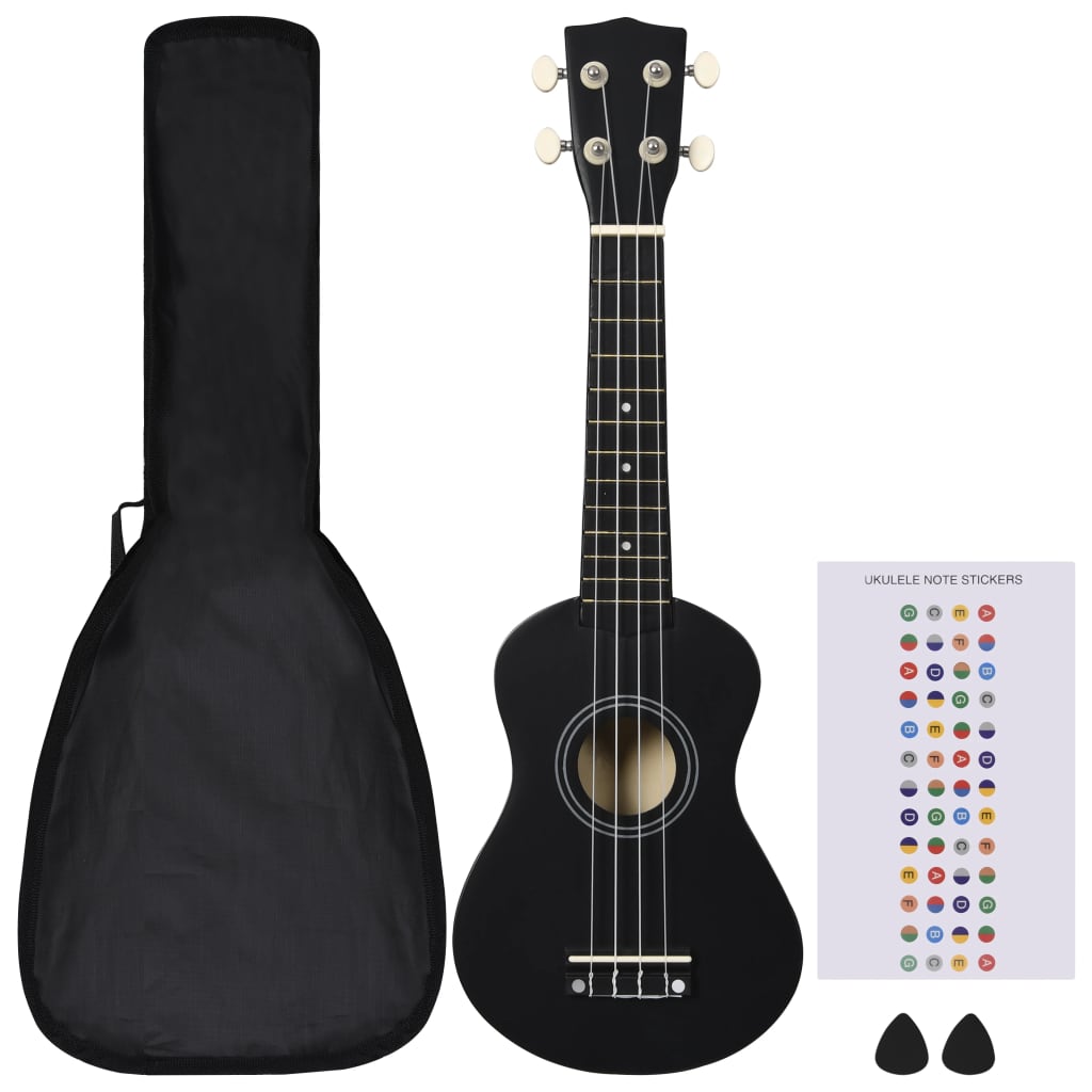 Sopranukulele med väska för barn sopran svart 21"