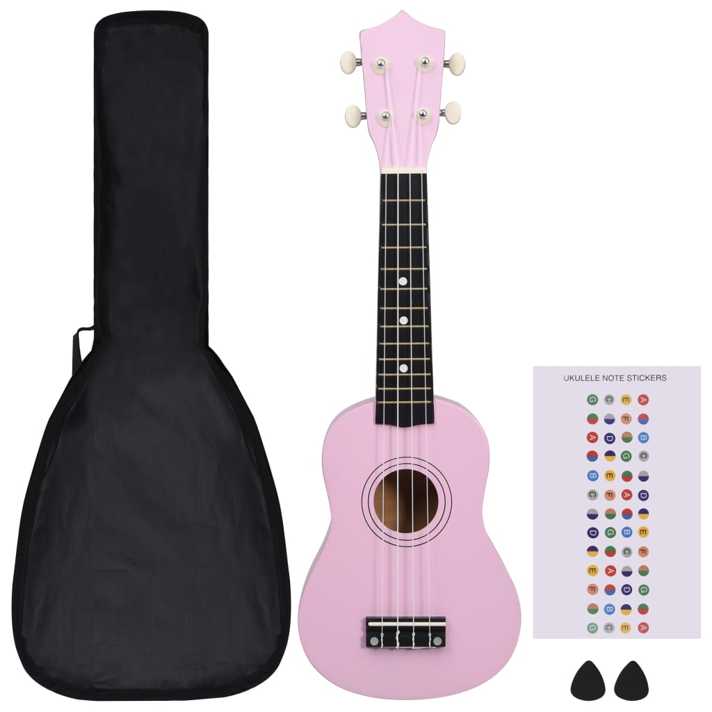 Sopranukulele med väska för barn sopran rosa 21"