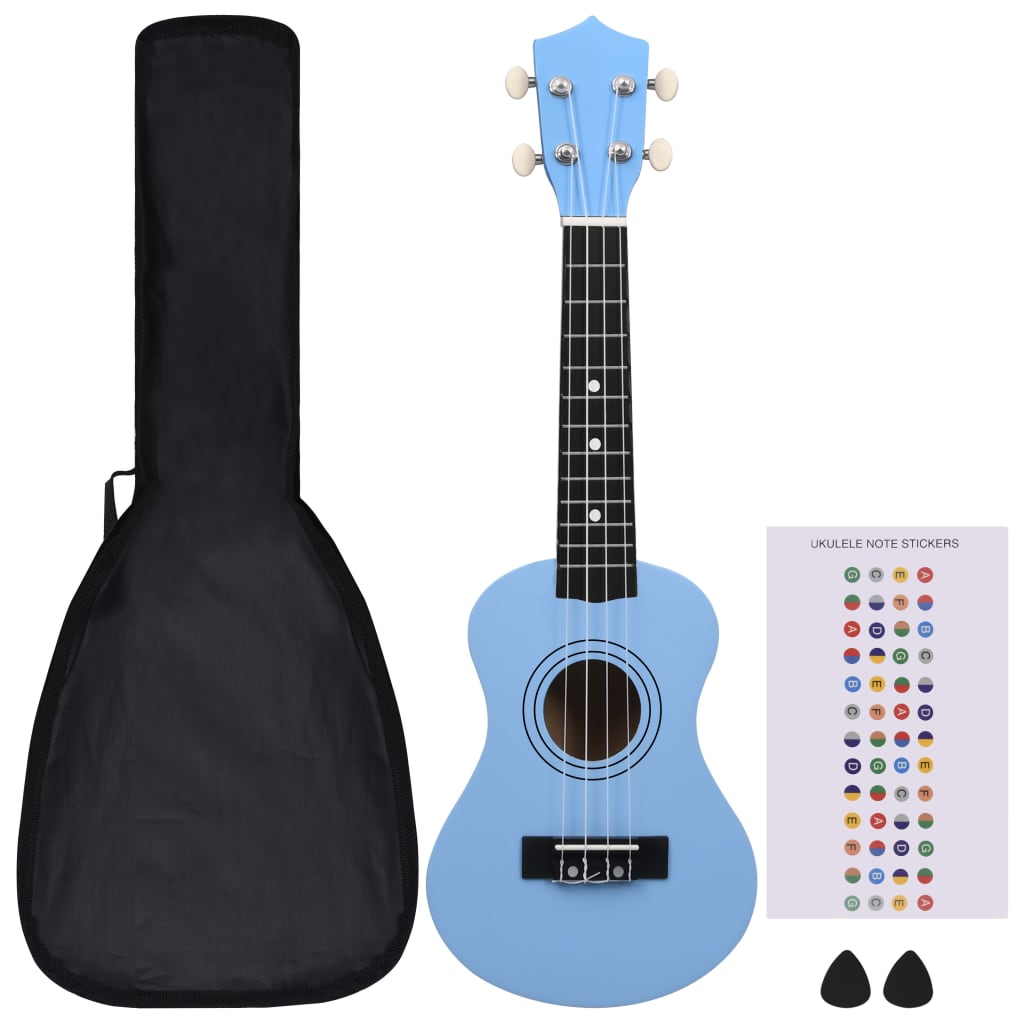 Sopranukulele med väska för barn sopran babyblå 21"