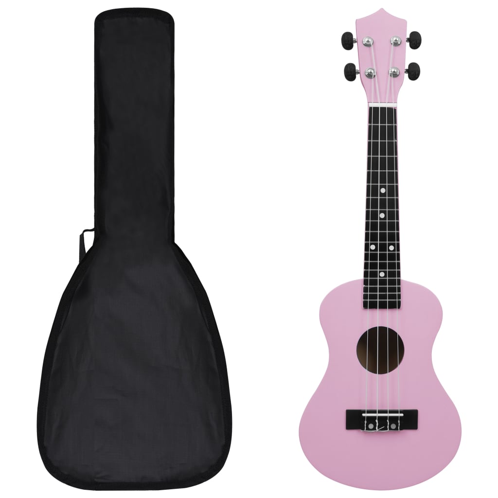 Sopranukulele med väska för barn sopran rosa 23"