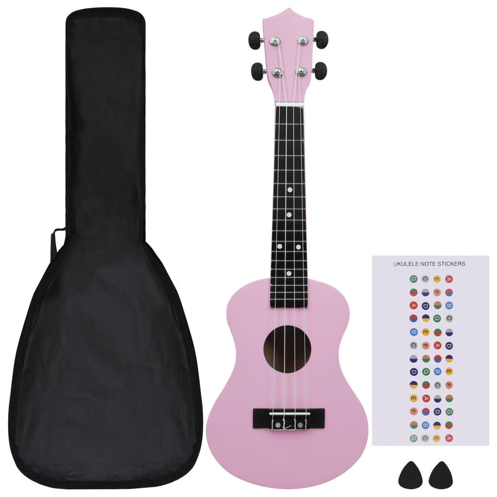 Sopranukulele med väska för barn sopran rosa 23"