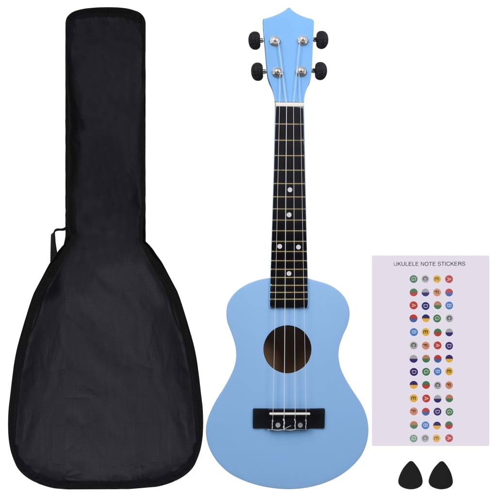 Sopranukulele med väska för barn sopran babyblå 23"