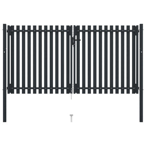 Dubbeldörrsgrind stål 300x175 cm antracit