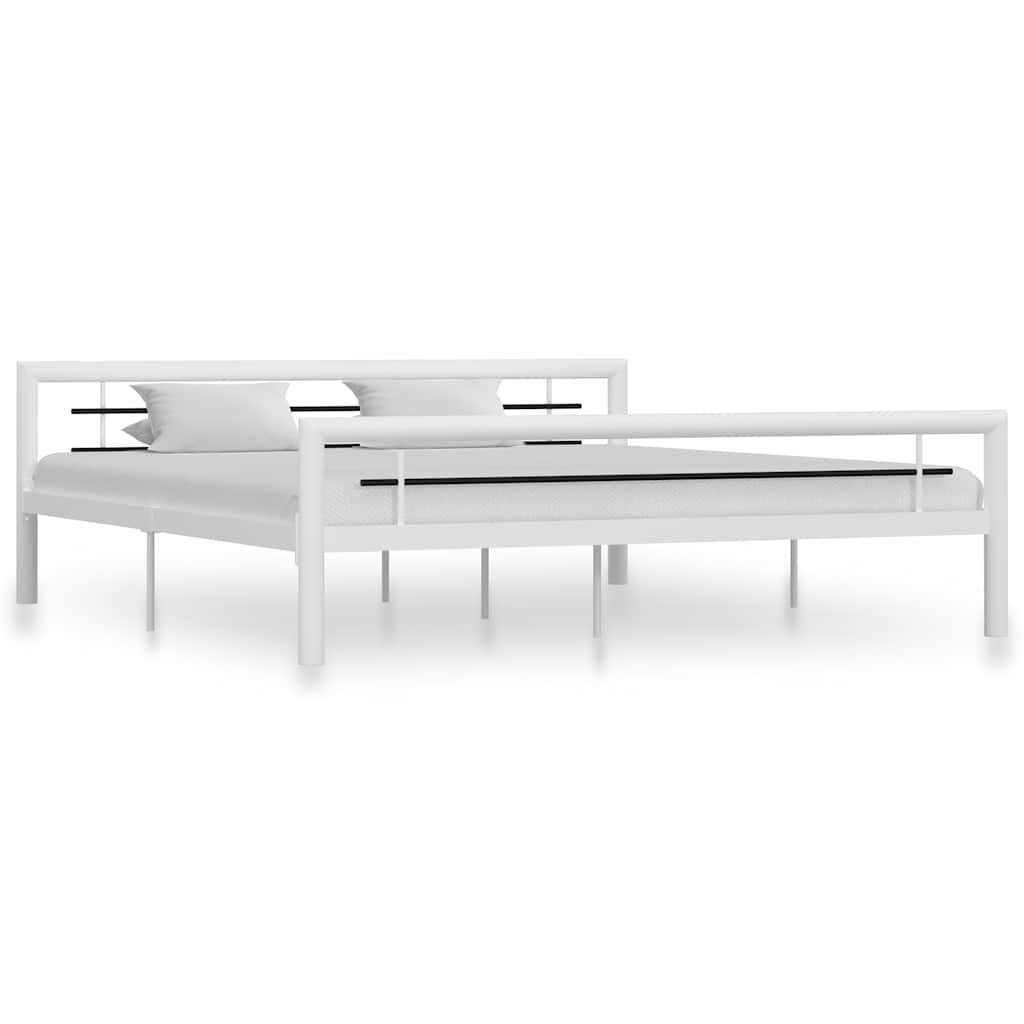 Sängram utan madrass vit och svart metall 180x200 cm