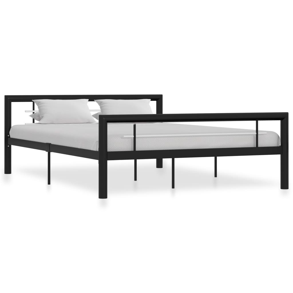Sängram utan madrass svart & vit metall 120x200 cm