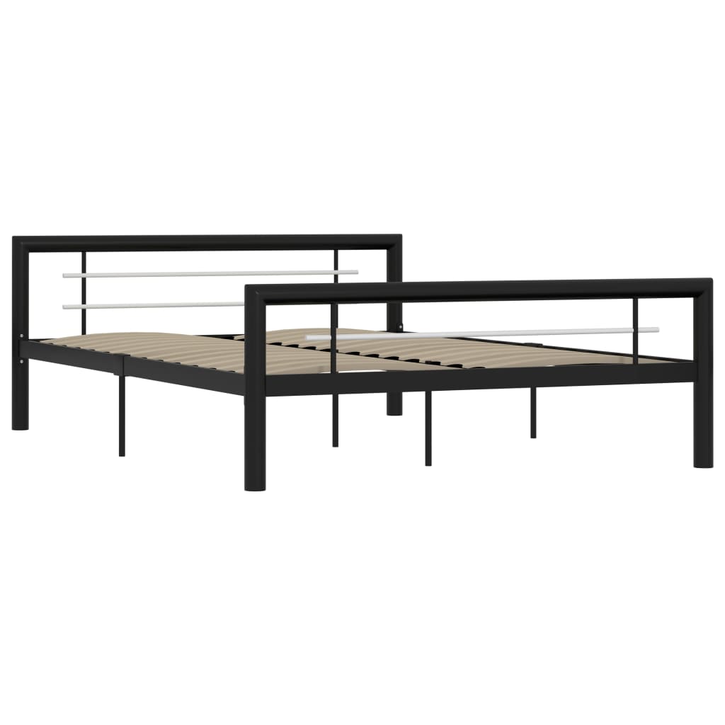 Sängram utan madrass svart & vit metall 120x200 cm