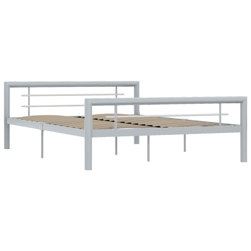 Sängram utan madrass grå & vit metall 120x200 cm