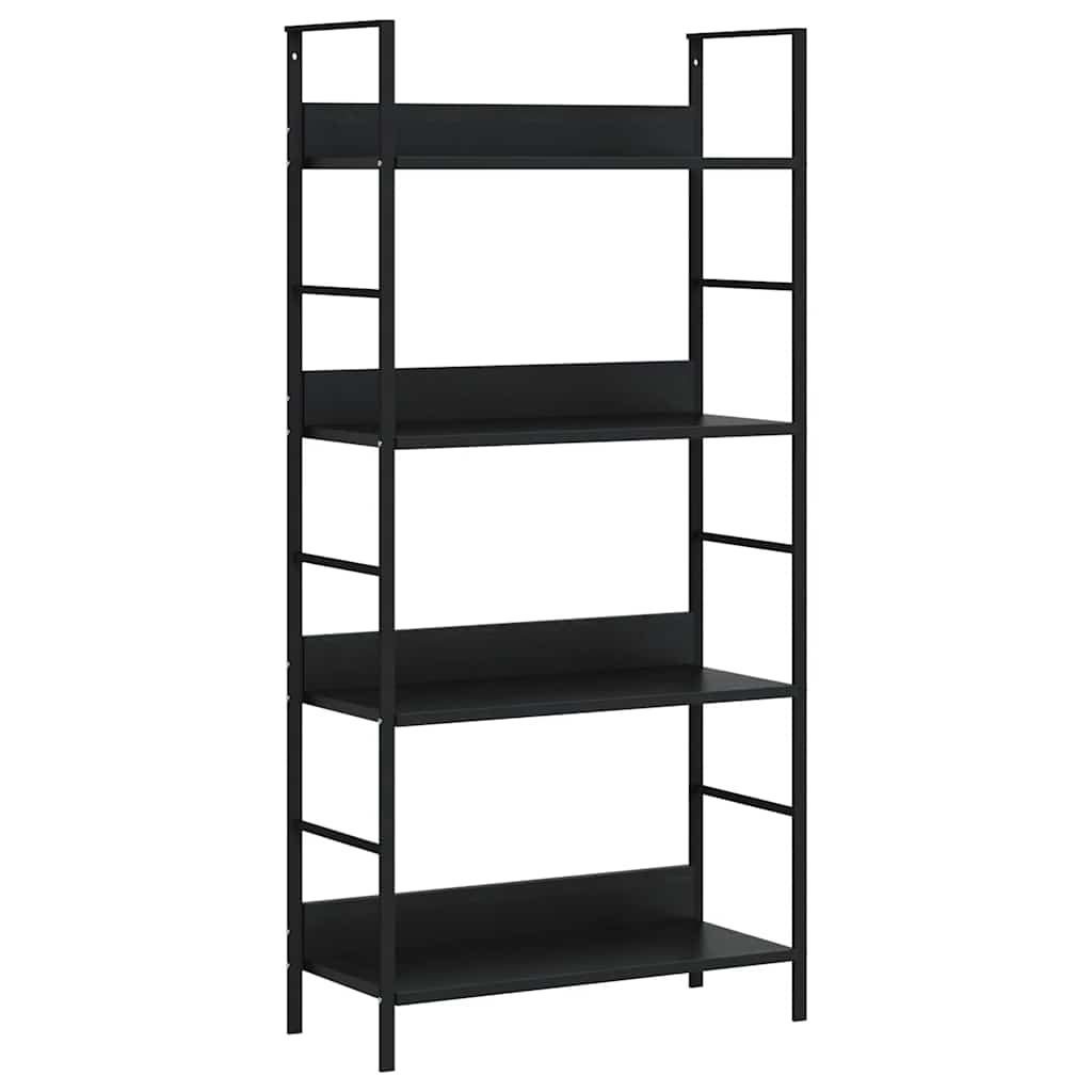 Bokhylla 4 hyllplan svart 60x27,6x124,5 cm konstruerat trä