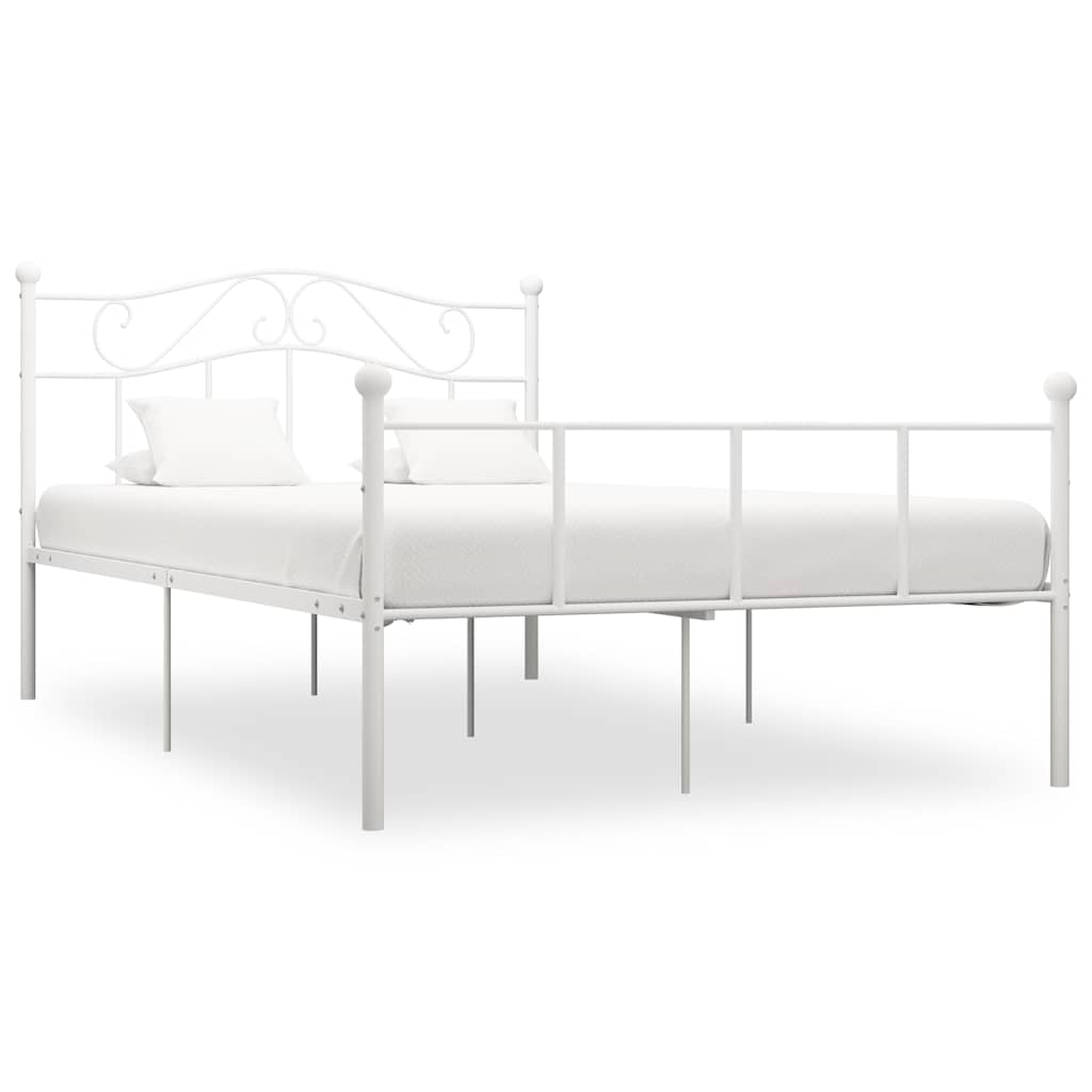 Sängram utan madrass med huvudgavel vit 160x200 cm metall
