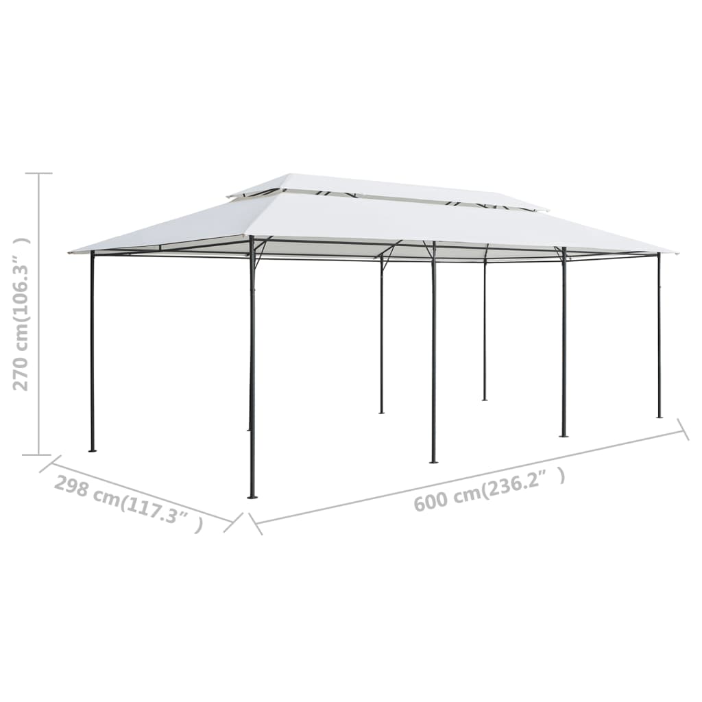 Paviljong med draperier 600x298x270 cm vit 180g/m²