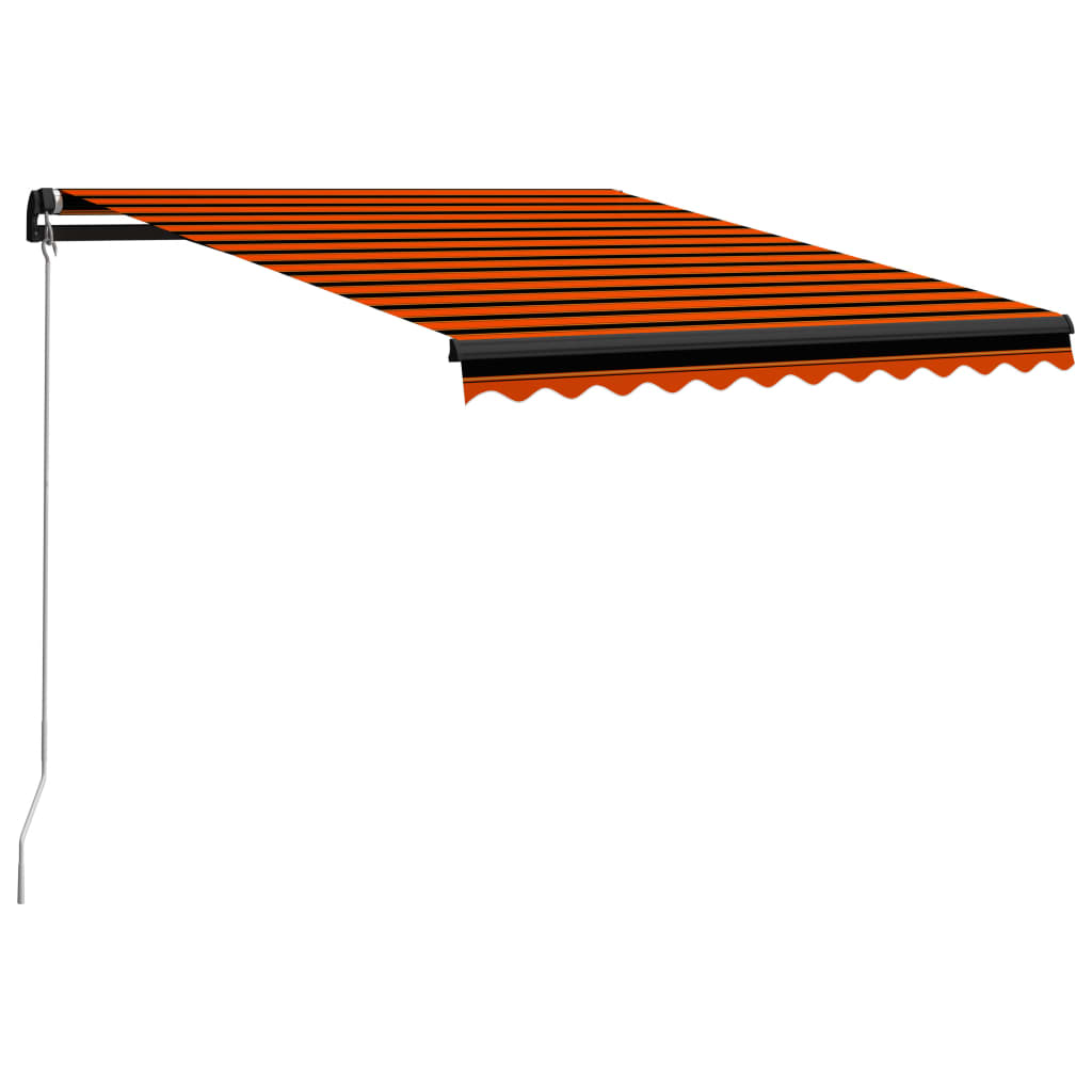 Markis manuellt infällbar med LED 300x250 cm orange och brun