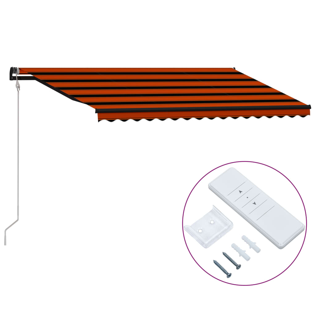 Markis automatiskt infällbar 400x300 cm orange och brun