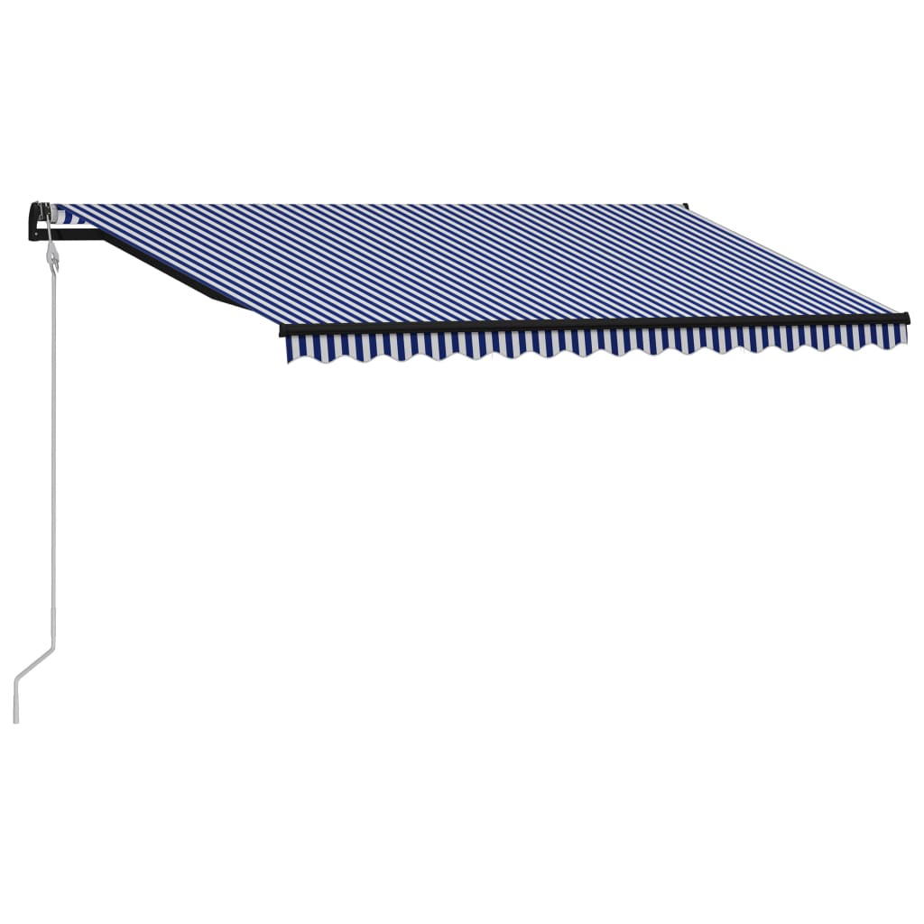 Markis automatiskt infällbar 450x300 cm blå och vit