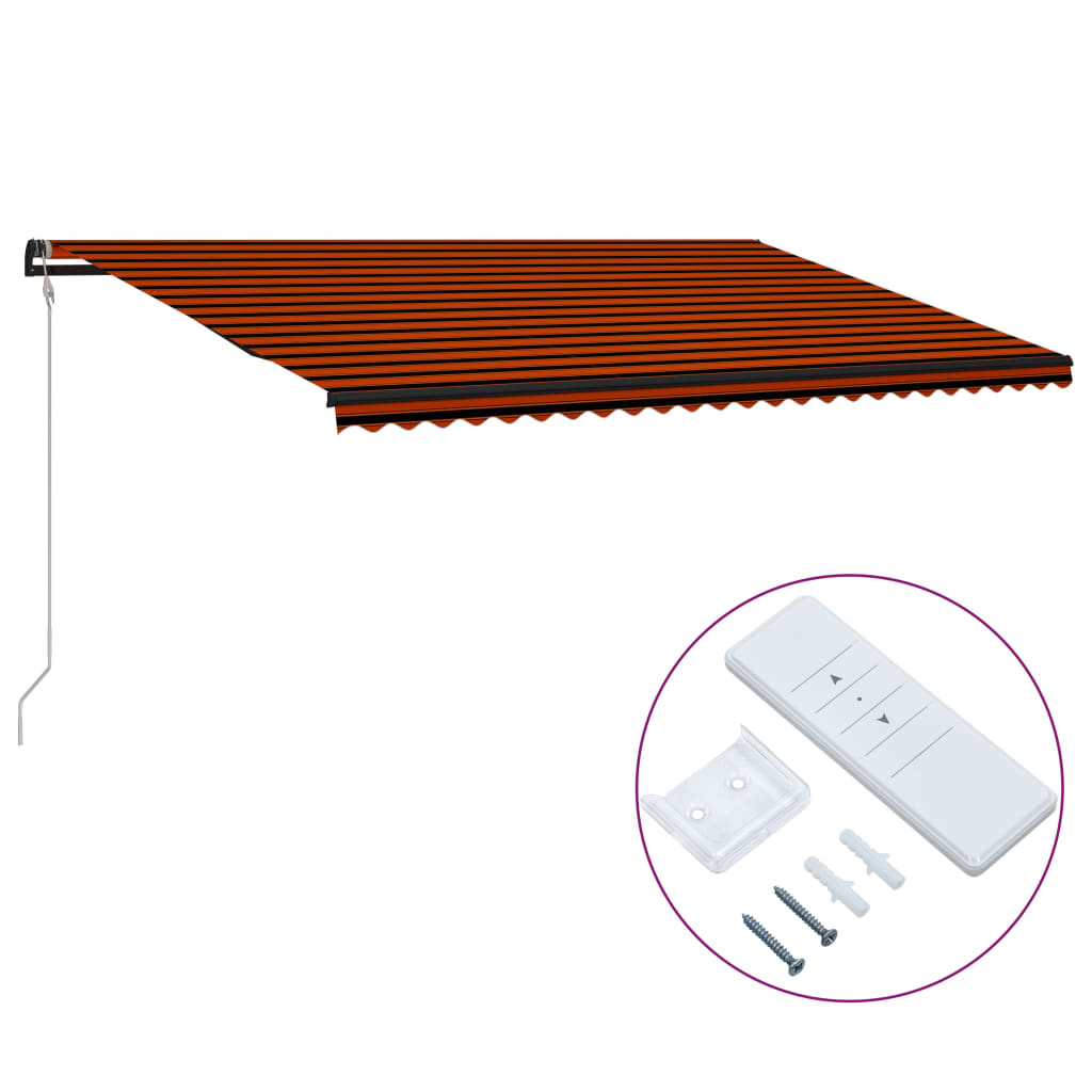 Markis automatiskt infällbar 600x300 cm orange och brun