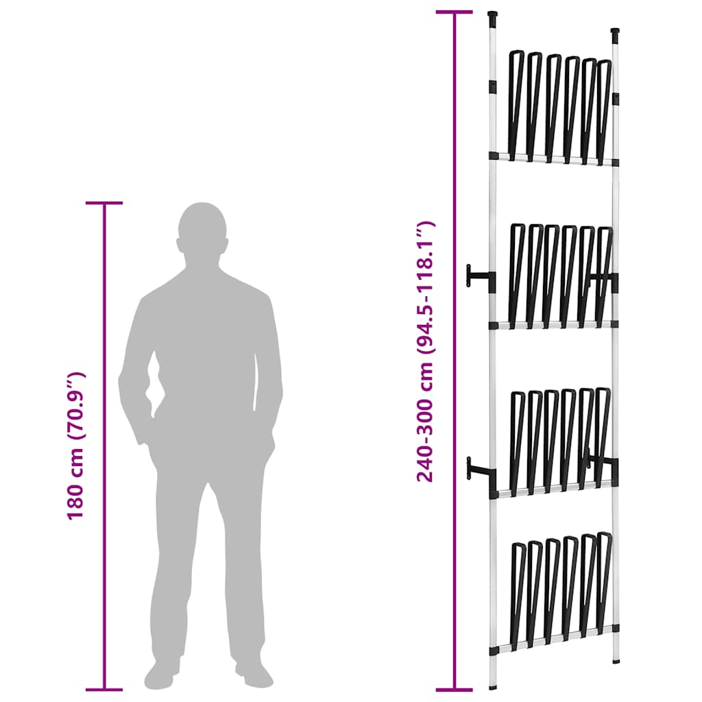 Teleskopisk stövelhylla med stänger aluminium