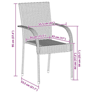 Stapelbara trädgårdsstolar 6 st konstrotting svart