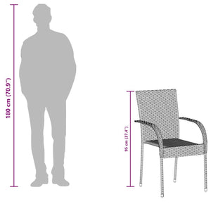 Stapelbara trädgårdsstolar 6 st konstrotting svart