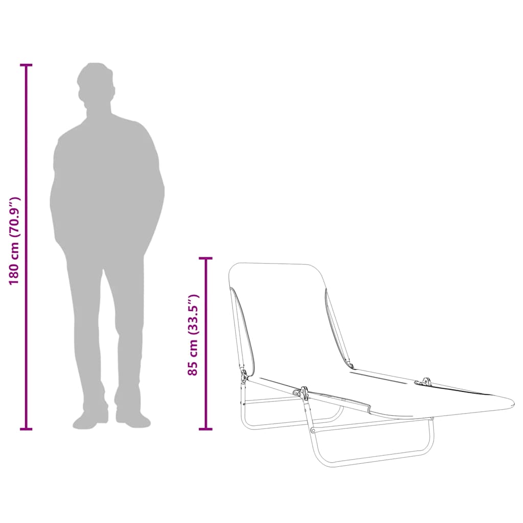 Hopfällbara solsängar 2 st stål och tyg bladmönster