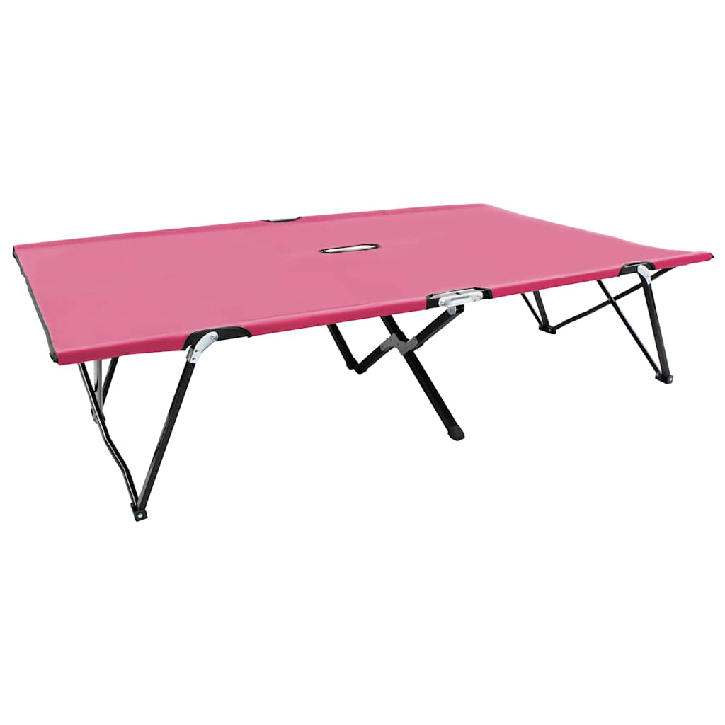 Hopfällbar solsäng 2 pers rosa stål