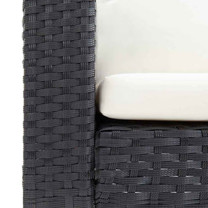 Trädgårdssoffa 2-sits med dynor konstrotting svart