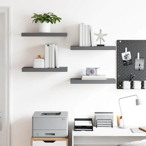 Svävande vägghyllor 4 st grå högglans 50x23x3,8 cm MDF
