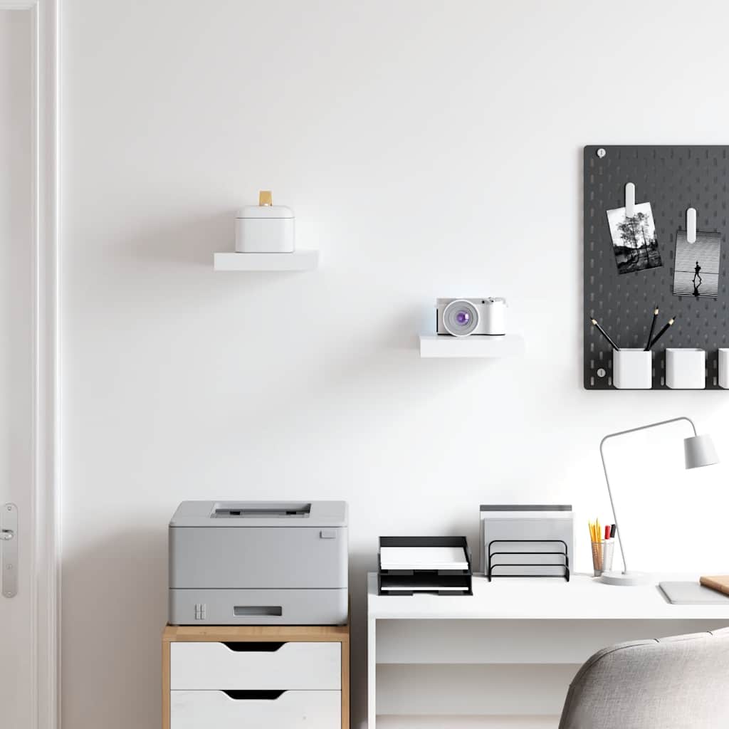 Svävande vägghyllor 2 st vit 23x23,5x3,8 cm MDF